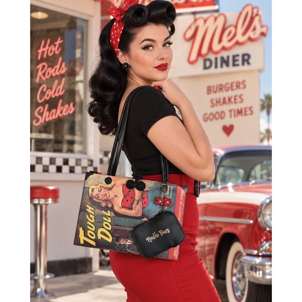 igned Maddie Powers Tough Doll Pulp Fiction Book Purse Tote Dice Coin Purse Y2K
